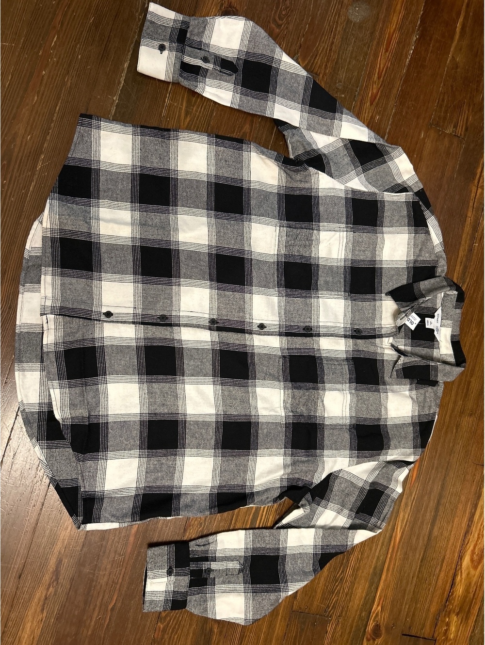 Old Navy The Boyfriend Shirt Black and White Plaid XL Tall